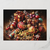 チョークスケッチクリスマスギフトキャンディオーナメント 箔シーズンカード (正面)