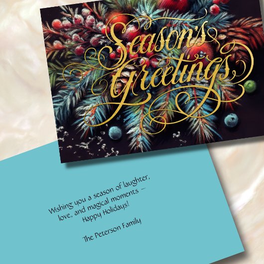 チョークスケッチクリスマスフローラシーズンのご挨拶 シーズンカード