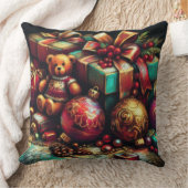 チョークスケッチクリスマスベアギフトキャンディオーナメント クッション (ブランケット)