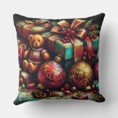 チョークスケッチクリスマスベアギフトキャンディオーナメント クッション (裏面)