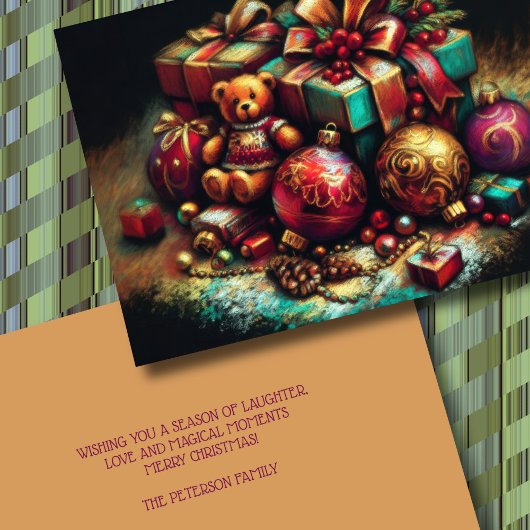 チョークスケッチクリスマスベアギフトキャンディオーナメント シーズンカード