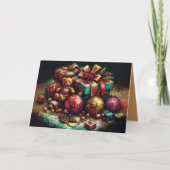 チョークスケッチクリスマスベアギフトキャンディオーナメント シーズンカード (正面)