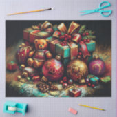 チョークスケッチクリスマスベアギフトキャンディオーナメント 薄葉紙 (クラフト)