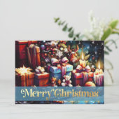 チョークスケッチクリスマス豊かな贈り物 カード (スタンド正面)