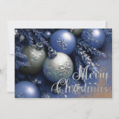 チョークスケッチブルー&シルバークリスマスオーナメント カード (正面)