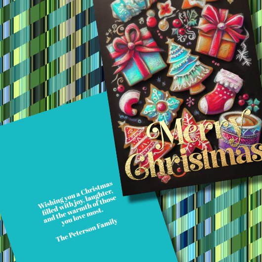 チョークスケッチ飾クリスマスCookieブラウン カード