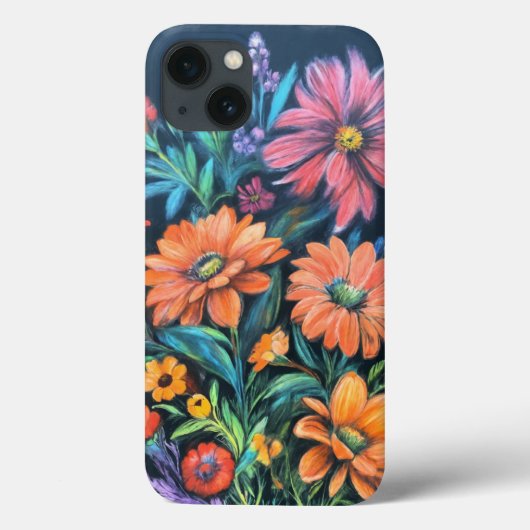チョークスケッチ鮮やかの花 – 芸術的フローラ Case-Mate iPhoneケース (裏面)