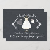 チョークスタイリッシュボードは私のフラワーガールカードになるの 招待状 (正面/裏面)