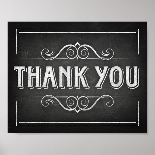 チョークスタイルサンキューサインプリント ポスター (正面)