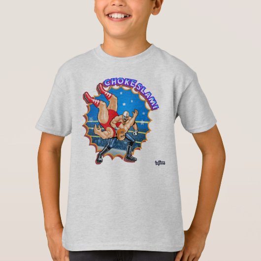 チョークスラム！プロレスリングのアートシャツ Tシャツ (正面)