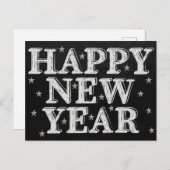 チョークハッピーニューイヤー葉書 ポストカード (正面/裏面)