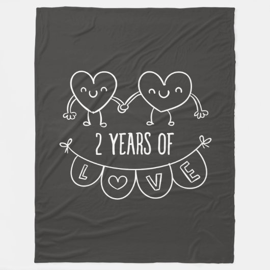 チョークハートハンドドラの2周年記念ギフト フリースブランケット (正面)