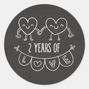 チョークハートハンドドラの2周年記念ギフト ラウンドシール