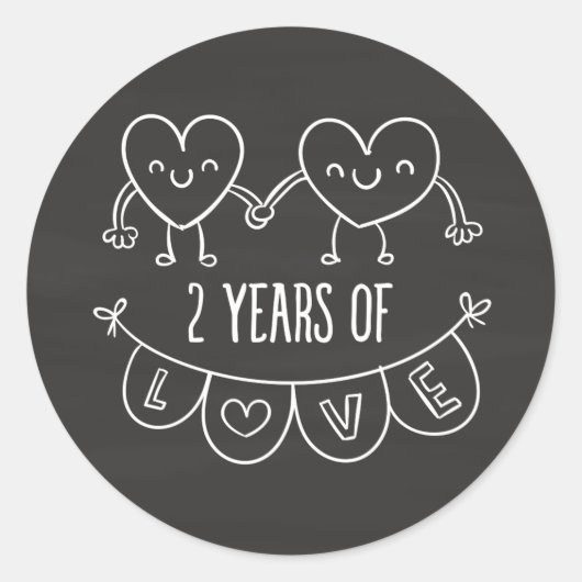 チョークハートハンドドラの2周年記念ギフト ラウンドシール (正面)