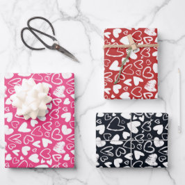 チョークハート可愛いバレンタインデー模様 ラッピングペーパーシート