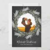 チョークパインリースクリスマスホリデーフォトカード シーズンカード (正面)