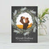 チョークパインリースクリスマスホリデーフォトカード シーズンカード (スタンド正面)