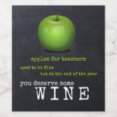 チョークパーソナライズされたボードアップル先生ワインラベル ワインラベル (シングルラベル)