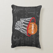 チョークパーソナライズされたボードバスケットボールとフープ アクセントクッション (裏面(縦))