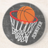 チョークパーソナライズされたボードバスケットボールとフープ コースター (正面)