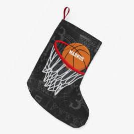 チョークパーソナライズされたボードバスケットボールとフープ スモールクリスマスストッキング