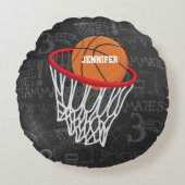 チョークパーソナライズされたボードバスケットボールとフープ ラウンドクッション (正面)
