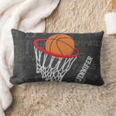 チョークパーソナライズされたボードバスケットボールとフープ ランバークッション (ブランケット)