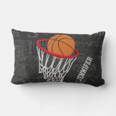 チョークパーソナライズされたボードバスケットボールとフープ ランバークッション (裏面)