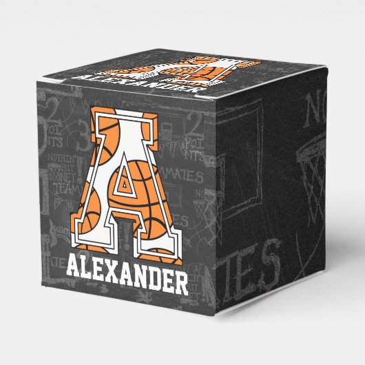 チョークパーソナライズされたボードバスケットボール文字A フェイバーボックス (正面サイド)