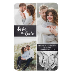 チョークパーソナライズされたボード写真コレージ結婚ズ マグネット
