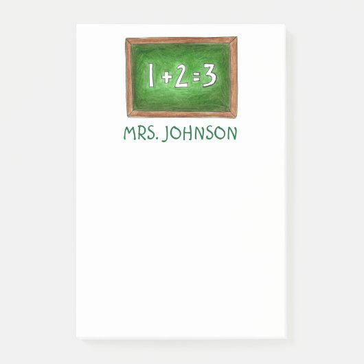 チョークパーソナライズされたボード石板数学スクール先生 ポストイット (正面)