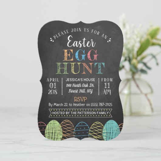チョークファンシーボードイースターエッグ狩り 招待状 (スタンド正面)