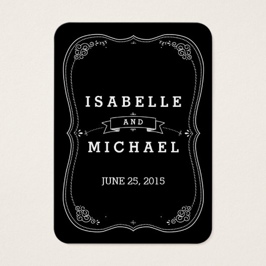 チョークファンシーボードヴィンテージウェディングギフトラベル (正面)