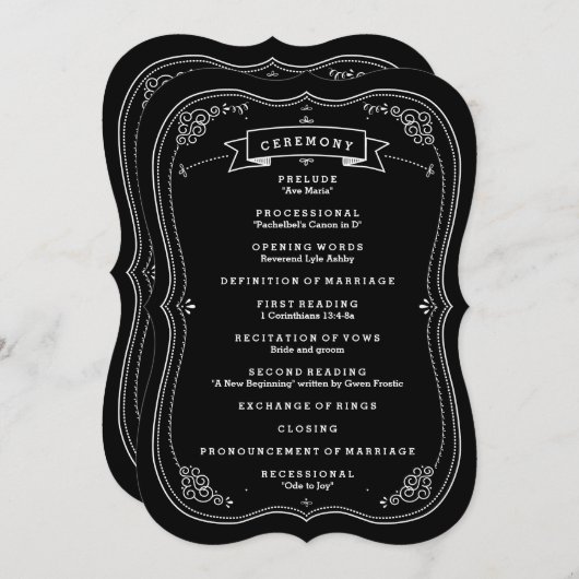 チョークファンシーボードヴィンテージ結婚式プログラム プログラム (正面/裏面)