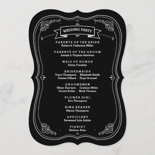 チョークファンシーボードヴィンテージ結婚式プログラム プログラム (裏面)