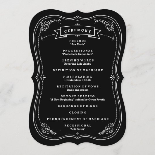 チョークファンシーボードヴィンテージ結婚式プログラム プログラム (正面)