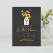 チョークフェイクボードイエローサンフラワーズブライダルシャワー 招待状 (スタンド正面)
