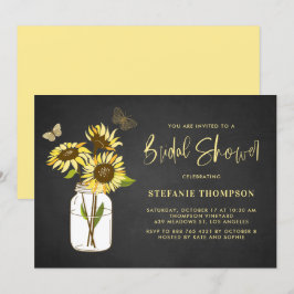 チョークフェイクボードイエローサンフラワーズブライダルシャワー 招待状