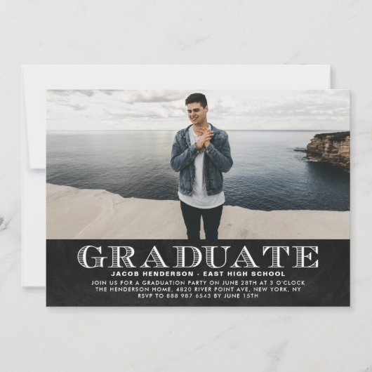 チョークフェイクボード写真卒業パーティー招待状 招待状 (正面)