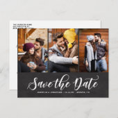 チョークフェイクボード3枚の写真コラージュ日付を保存 案内ポストカード (正面/裏面)