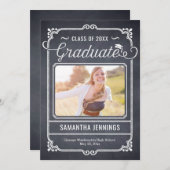 チョークフレーム卒業発表招待状 招待状 (正面/裏面)