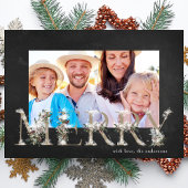 チョークフローラアルファベットメリークリスマスフォトカード シーズンカード