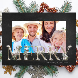 チョークフローラアルファベットメリークリスマスフォトカード シーズンカード