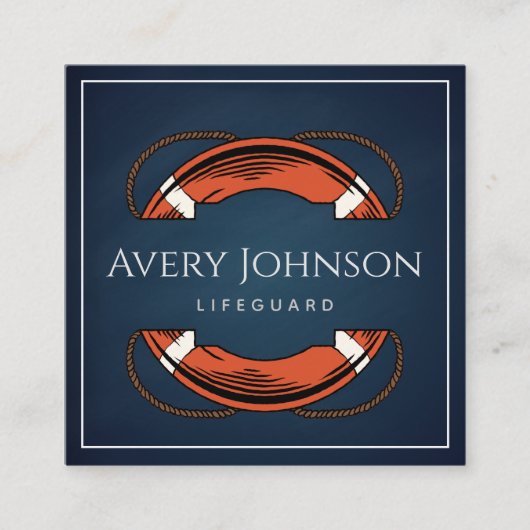 チョークブルーライフガードライフプレサーバリングや輪 スクエア名刺 (正面)