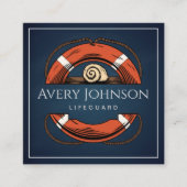 チョークブルー ライフガード ライフプレザーバー リング モダン スクエア名刺 (正面)