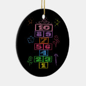 チョークホッピングゲームホップスコッチおもしろい可愛カラフル セラミックオーナメント (右)