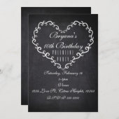 チョークホワイト装飾ハートバレンタイン招待状 招待状 (正面/裏面)