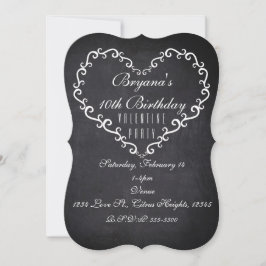 チョークホワイト オーナメンタル ハート バレンタイン インビテーション