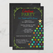 チョークボーカラフルドクリスマスツリーホリデーパーティー 招待状 (正面/裏面)