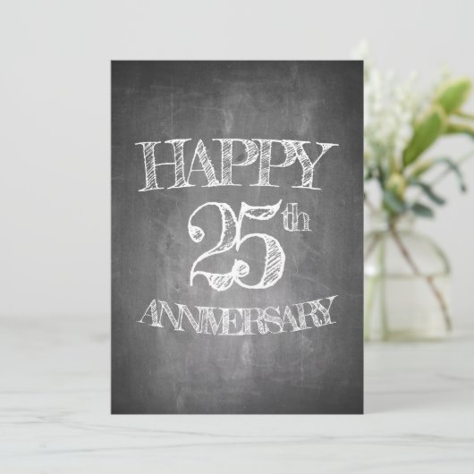 チョークボードにおめでとう25周年 招待状 (スタンド正面)